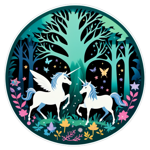 Mystical Forest with Unicorns and Magical Creatures
