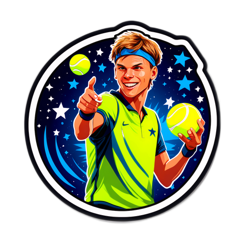 Kleurijke Sticker van Jannik Sinner