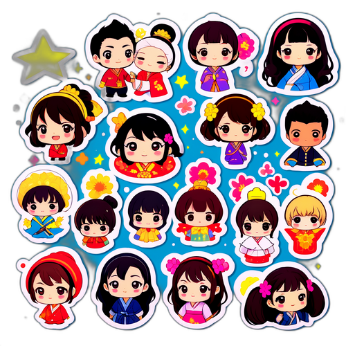 カラフルでポップなキャラクターステッカー