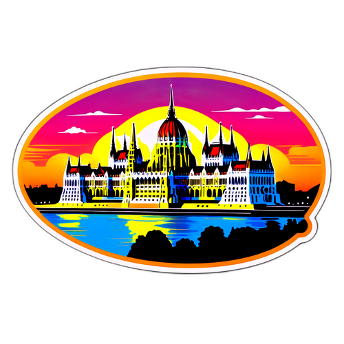 A budapesti Országház naplementében