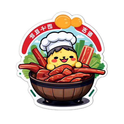 대구의 유명한 찜갈비 캐릭터 스티커 디자인