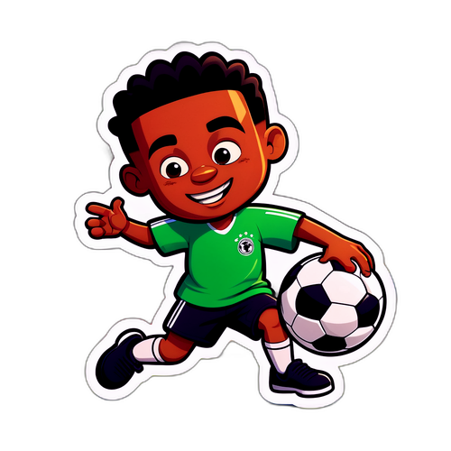 Cartoonisch personage van Brankele Frank met een voetbal