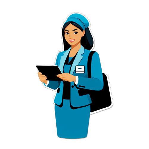 Sticker Juruwang dengan Tablet Digital