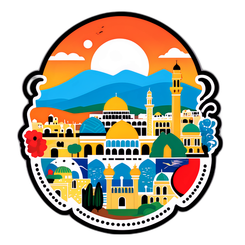 Sticker que combina tradição e modernidade na representação da cultura palestina