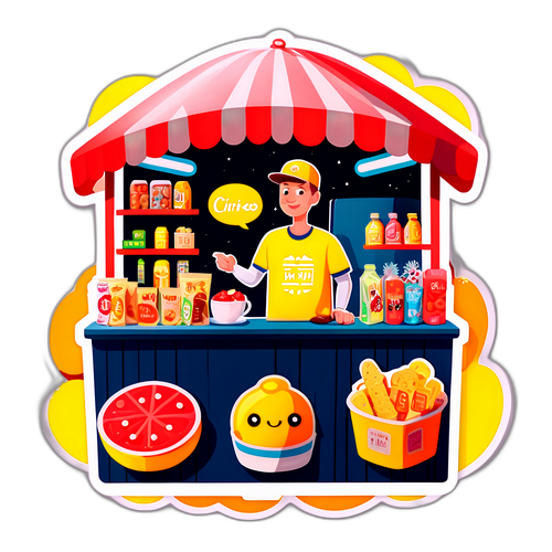 Tee tarra Niklas Liliuksesta kioskikauppiaana herkullisten välipalojen ympäröimänä