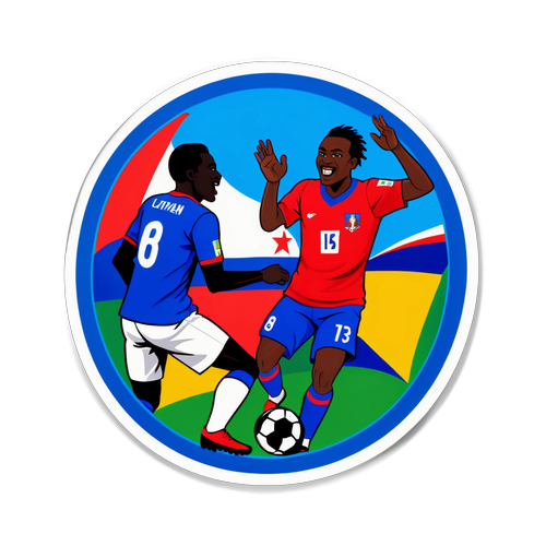 Autocollant de football avec un match entre joueurs haïtiens