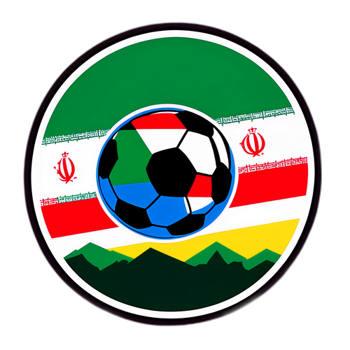 Silhouette Landskap Iran dengan Bola Sepak