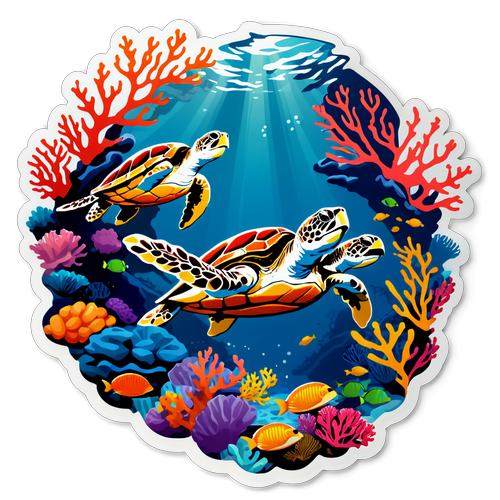 珊瑚礁与海龟的海底世界