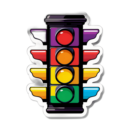 Sticker cu semafor colorat și inscripții APIA