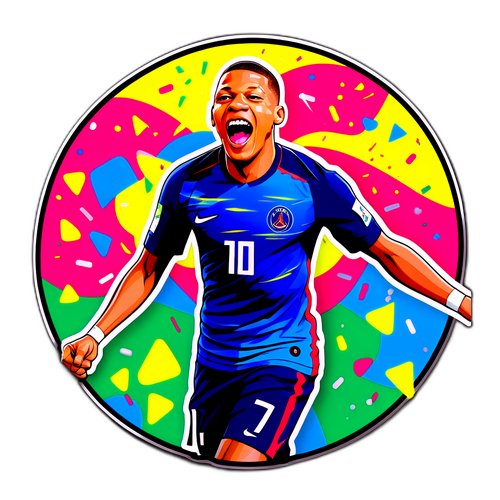 Energisk fotbollssticker med Mbappé