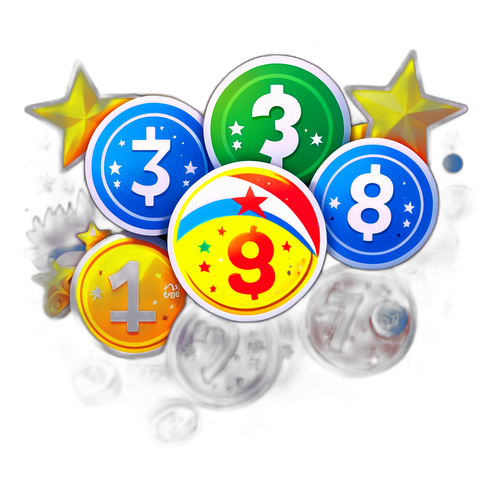Fargerik Eurojackpot-klistremerke med vinner-symboler