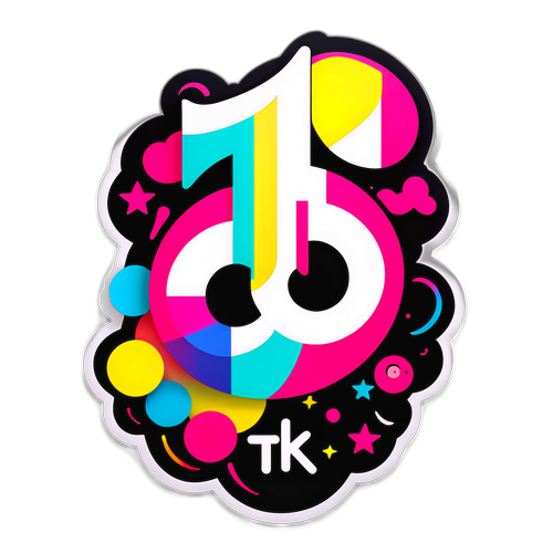 Adesivo a tema TikTok colorato