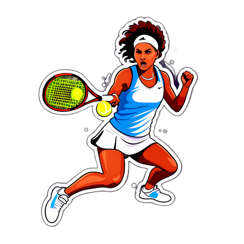 Autocolant Jaqueline Cristian pe terenul de tenis