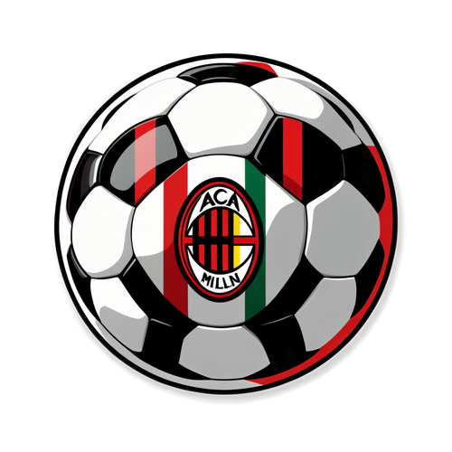 Diseño de adhesivo mostrando un balón de fútbol con los colores del AC Milan y el texto 'Forza Milan!'