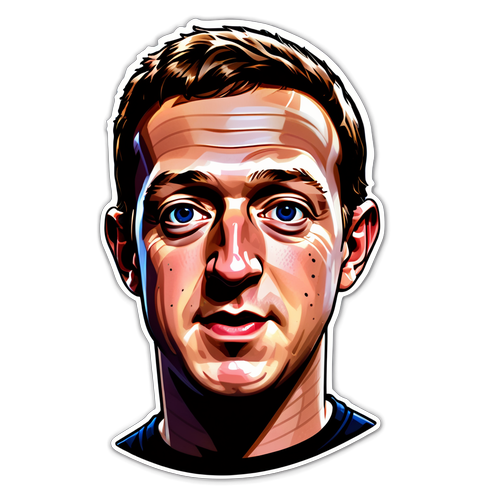 Sticker cu Mark Zuckerberg în stil futurist