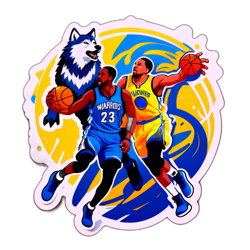 टिम्बरवोल्व्स और वारियर्स के खिलाड़ियों का ऊर्जा भरा स्टिकर