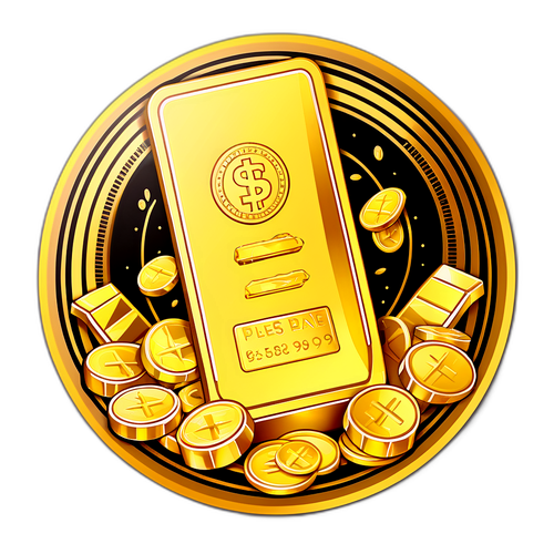 금 가격의 상승과 하락을 상징하는 고급스러운 스티커 디자인