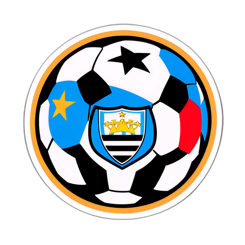 Balón de fútbol con los escudos de Grêmio y Atlético Mineiro