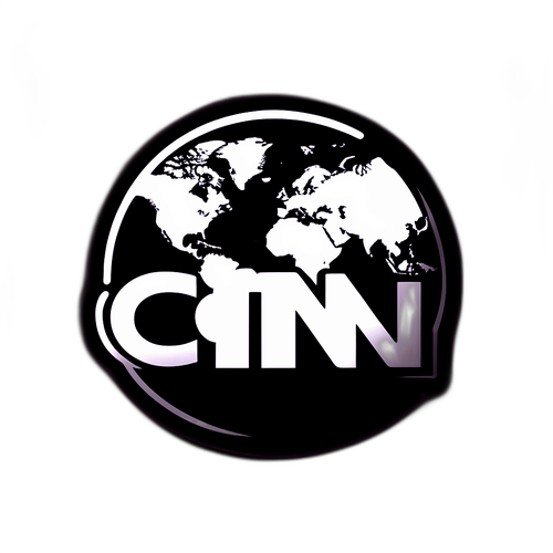 Minimalistowy logo CNN w stylu noir z globusem