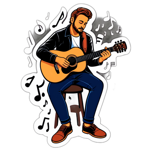 Błażej Król z gitarą akustyczną