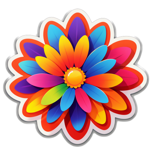 Vibrant Rainbow Petal Flower Sticker