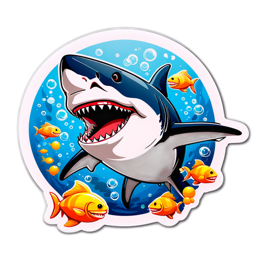 Un requin blanc souriant en cartoon