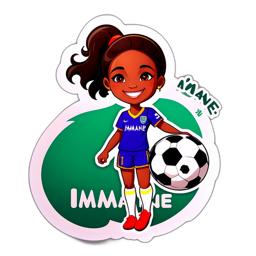 Sticker van een jonge vrouw met een voetbal