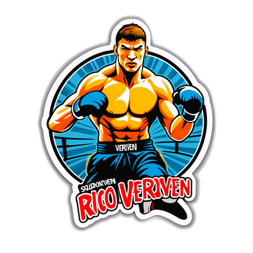 Sticker van een kickbokser in actie
