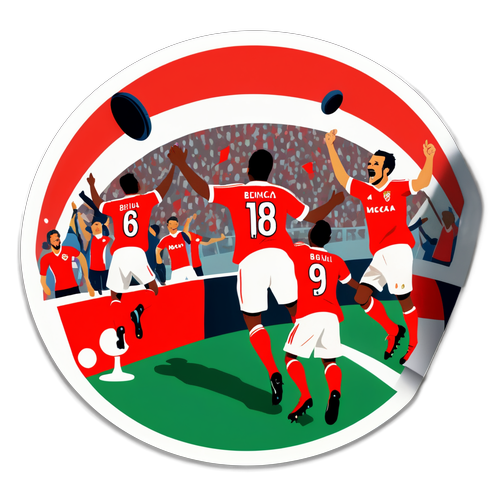 Illustration Joyeuse d'un Match de Football entre Monaco et Benfica