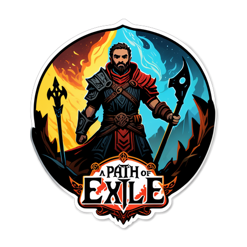 En fantasitema klistermærke, der promoverer Path of Exile 2