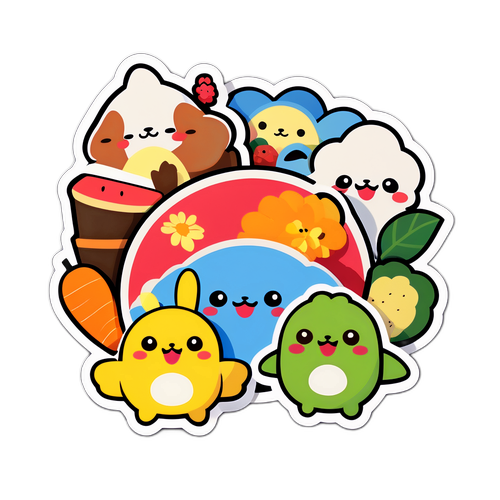 山梨県の名産品をモチーフにしたかわいいキャラクターのステッカー