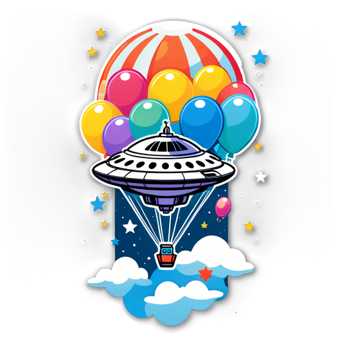 夢幻星空下的月亮飛船與氣球