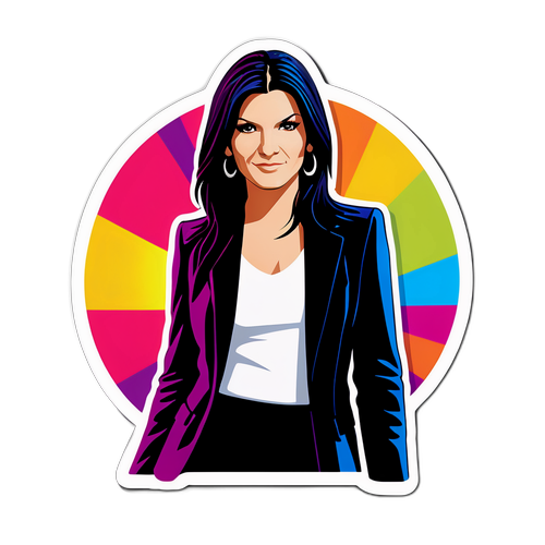 Sticker van Laura Pausini in de schijnwerpers met felle kleuren