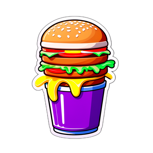 Stylisierter Big Mac mit bunten Details