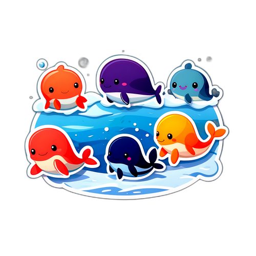 귀여운 바다 동물의 스케이팅