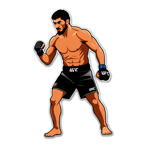 UFC Octagon Silhouette of Islam Makhachev