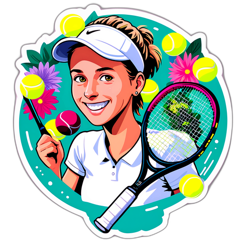 Sticker van Elise Mertens met een tennisracket