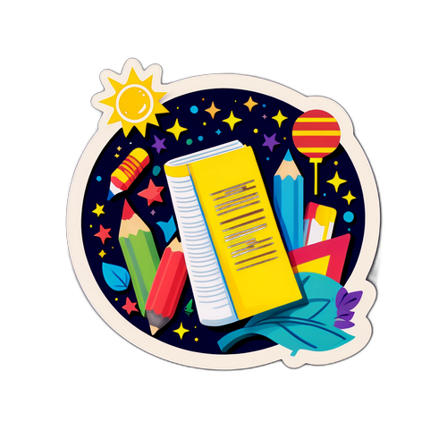 대학 입학 시험 날을 기념하는 화려한 일러스트 스티커