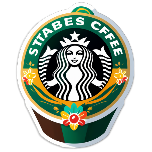 Fargerik klistremerke med kaffepflante