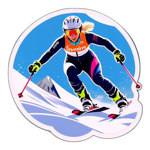 Äventyrlig klistermärke av Lindsey Vonn som skidåkare