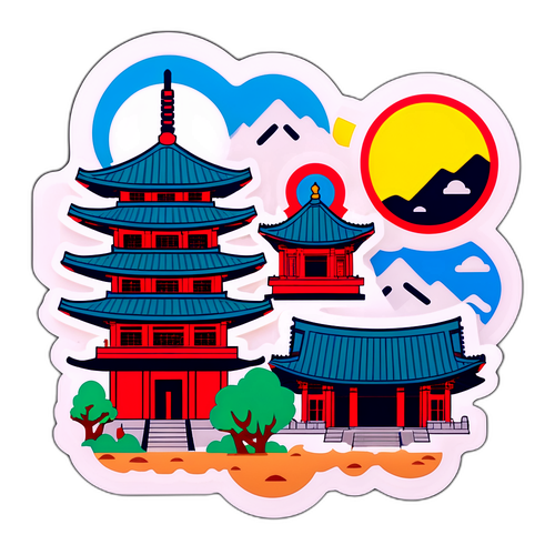 Sticker de Corea del Sur con íconos culturales
