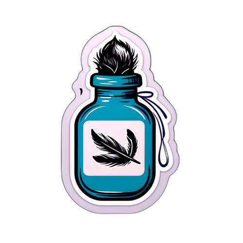 Isang Sining na Sticker ng Piyula at Bote ng Tinta