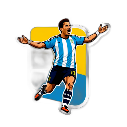 Hình dán cầu thủ Argentina ăn mừng bàn thắng