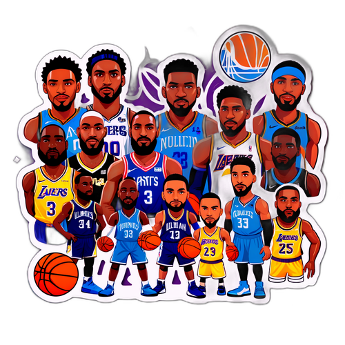 NBA Sticker na may mga Tambalang Manlalaro at Simbolo