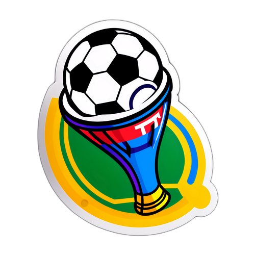 Sticker de 'Alerta Severamente' con bocina de estadio y balón de fútbol