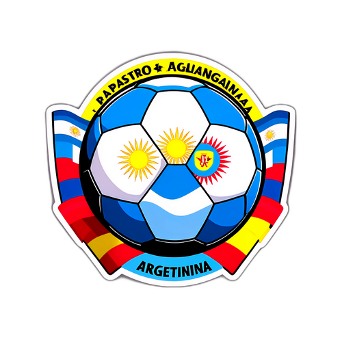 Diseño de balón de fútbol con las banderas de Argentina, Pasto y Bucaramanga