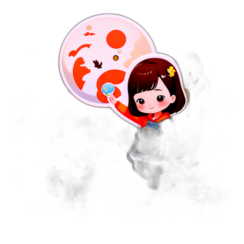 가을 풍경 속 귀여운 동물과 노는 문가영 캐릭터 스티커