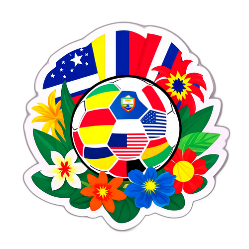 Pelota de Fútbol con Flores Tropicales