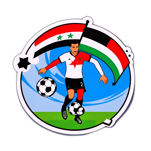מדבקת כדורגל עם דגלי ירדן ועיראק