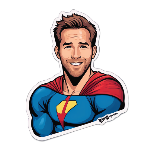Samolepka s Ryanem Reynoldsem jako superhrdinou